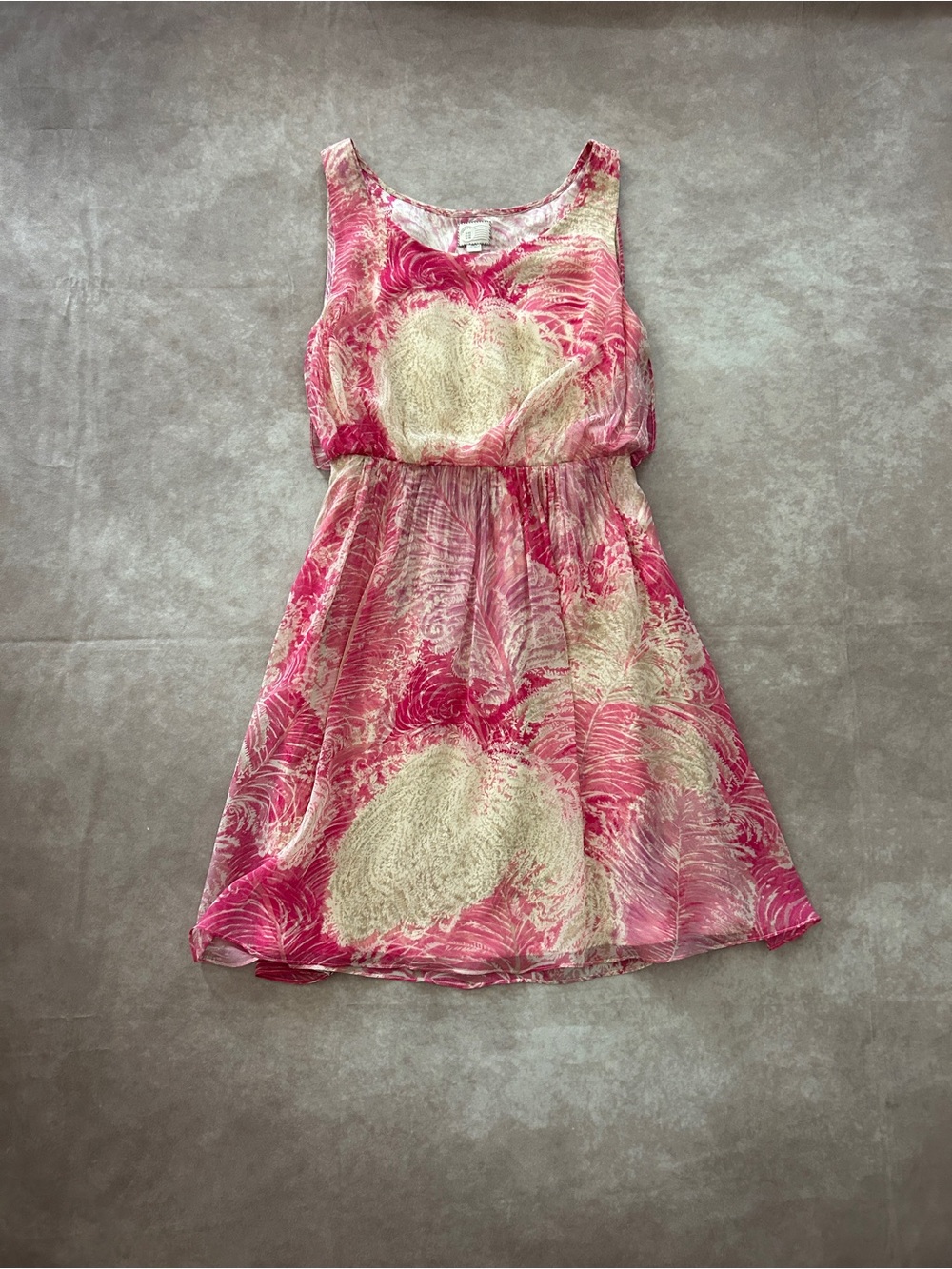 Anthropologie Pink & Cream Swirl Sleeveless Casual Dress Size Zip Lining 2